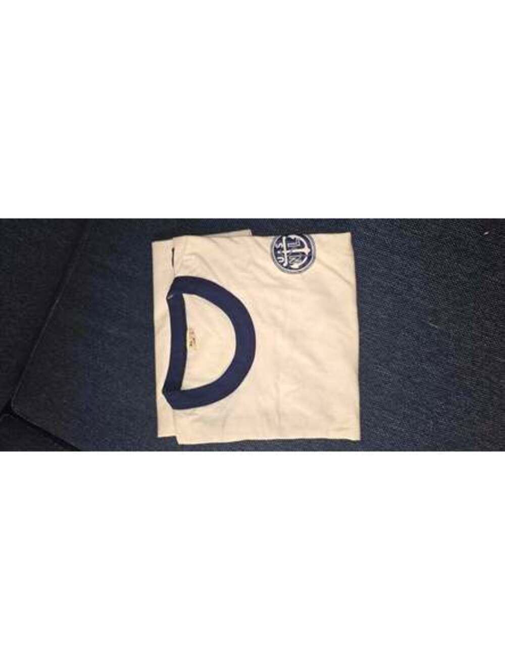 Vintage Screen Stars Ringer Tee XL White/Navy U.S. NTL Anchor Logo 50/50 USA